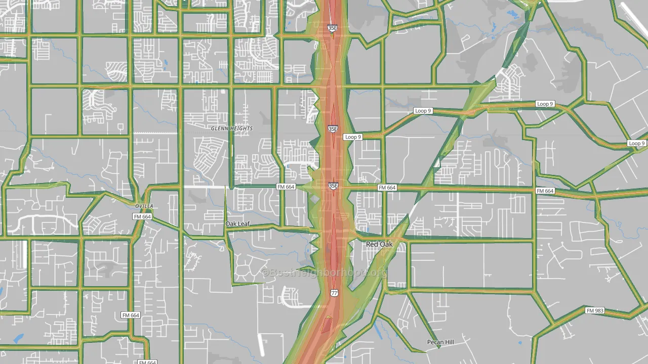 75154, TX Map of Noise Levels in 75154