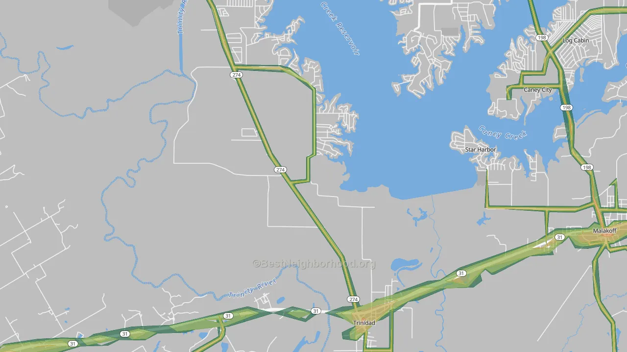 75163, TX Map of Noise Levels in 75163