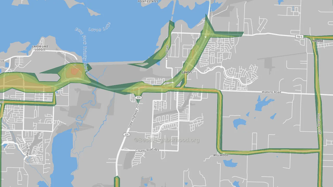 75166, TX Map of Noise Levels in 75166