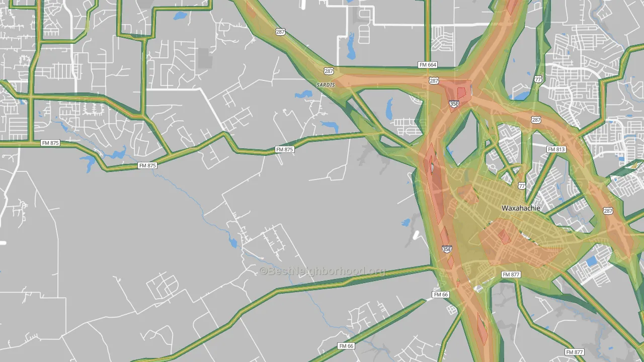 75167, TX Map of Noise Levels in 75167