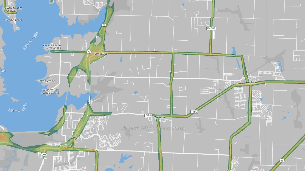 75173, TX Map of Noise Levels in 75173