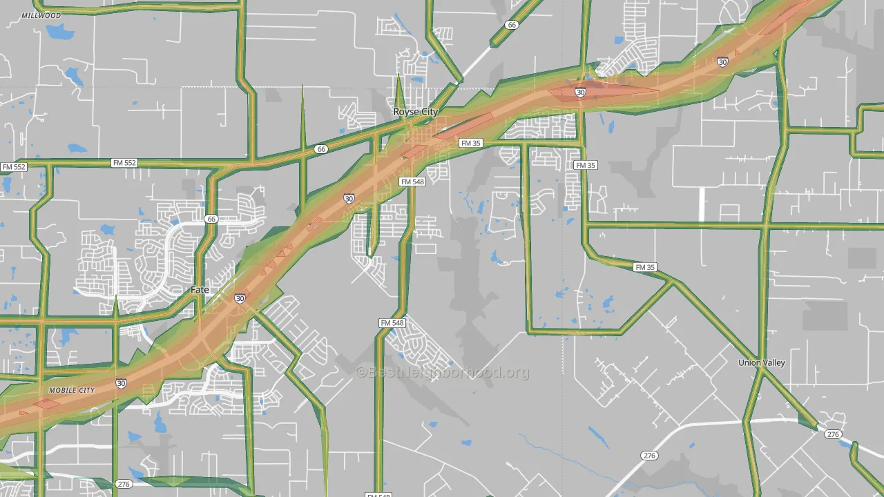 75189, TX Map of Noise Levels in 75189