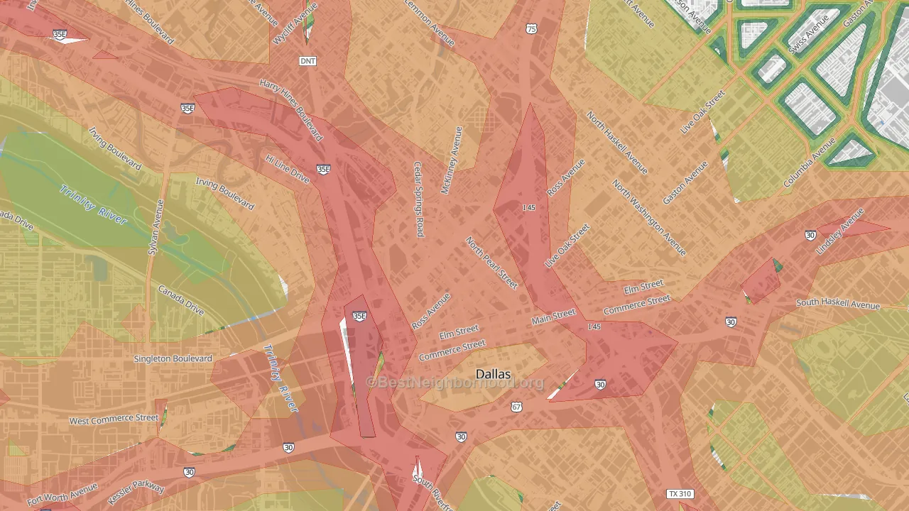 75201, TX Map of Noise Levels in 75201