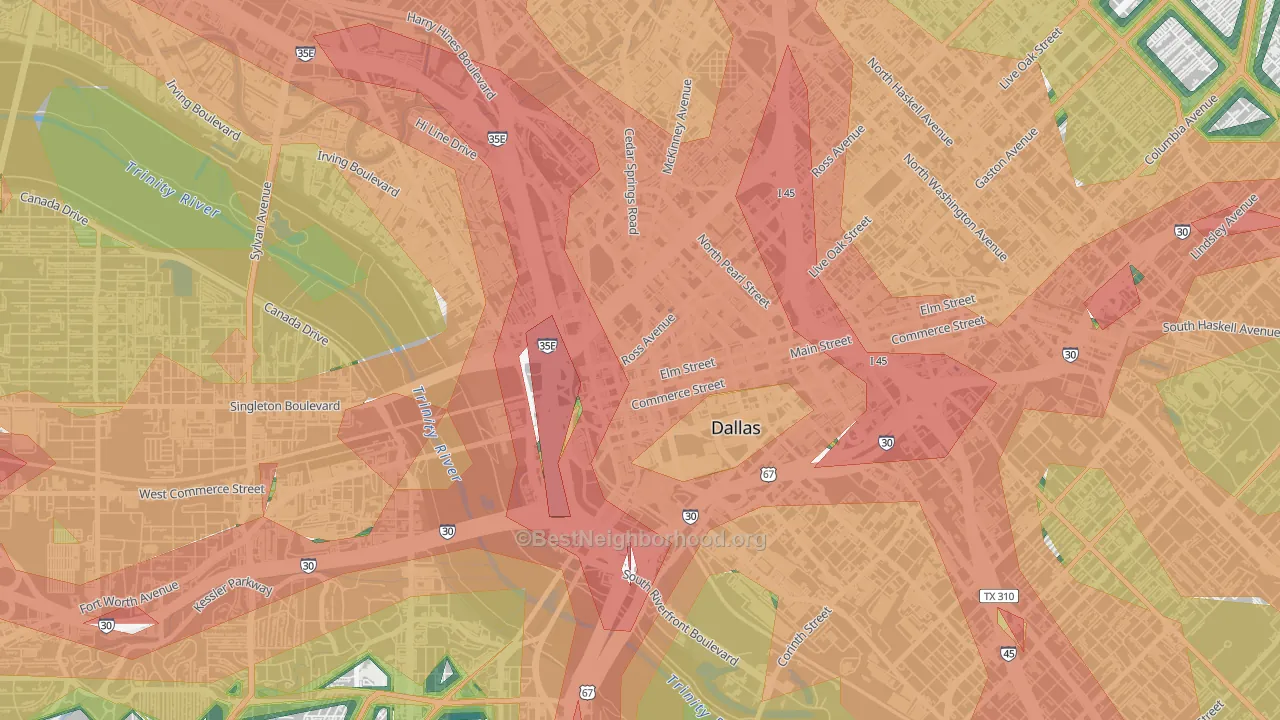 75202, TX Map of Noise Levels in 75202