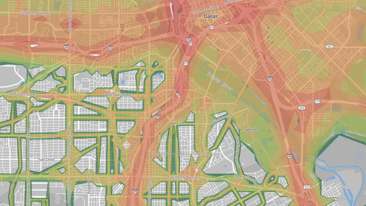 75203, TX Map of Noise Levels in 75203