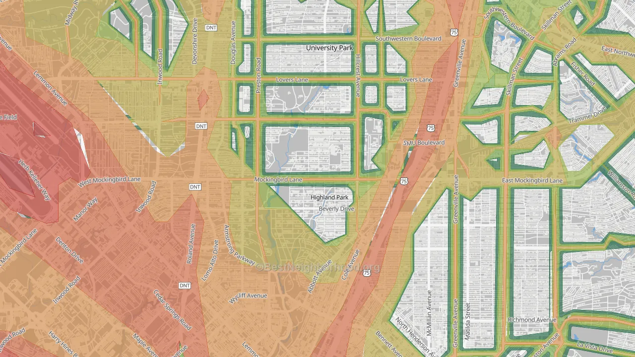 75205, TX Map of Noise Levels in 75205