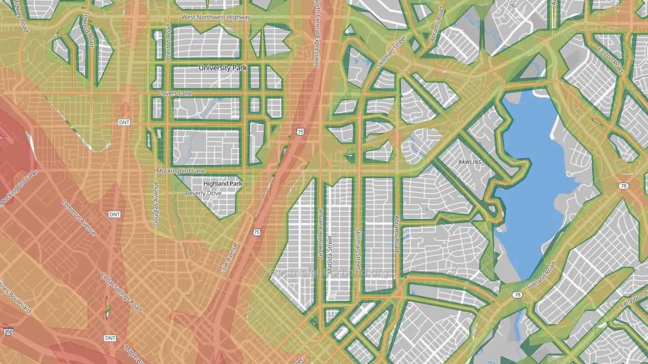 75206, TX Map of Noise Levels in 75206