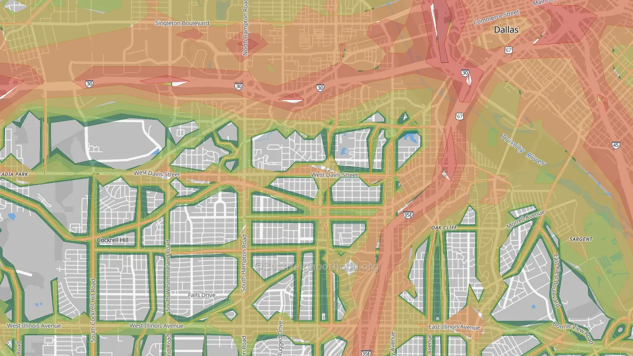 75208, TX Map of Noise Levels in 75208