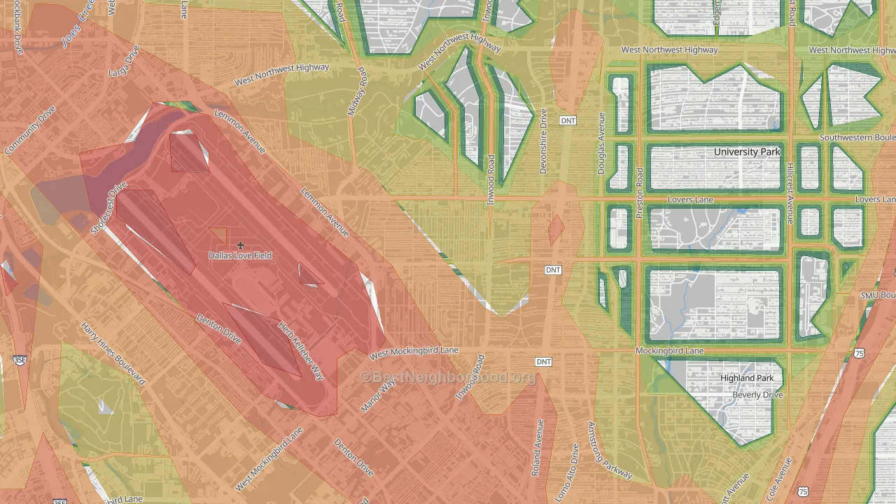 75209, TX Map of Noise Levels in 75209