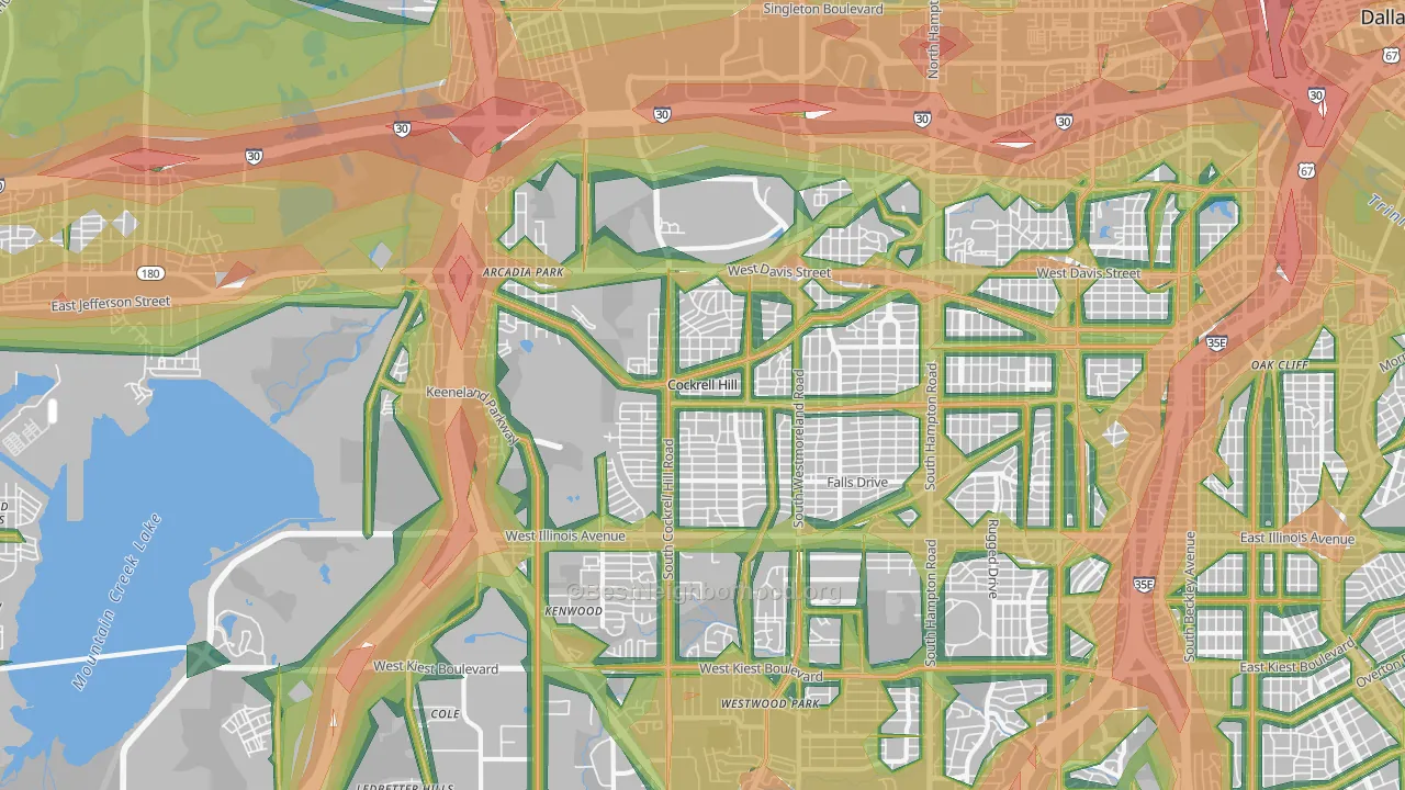 75211, TX Map of Noise Levels in 75211