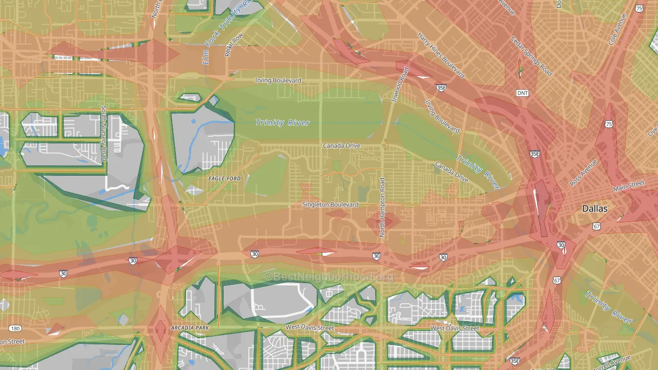 75212, TX Map of Noise Levels in 75212