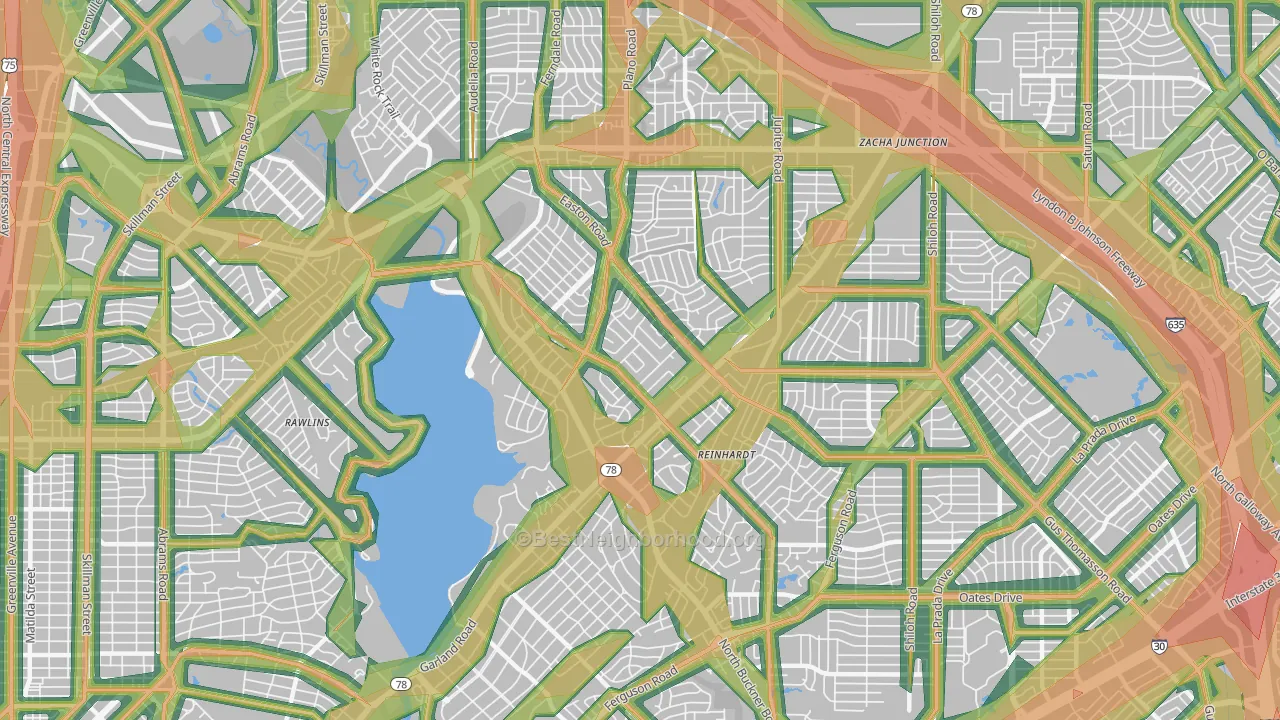 75218, TX Map of Noise Levels in 75218