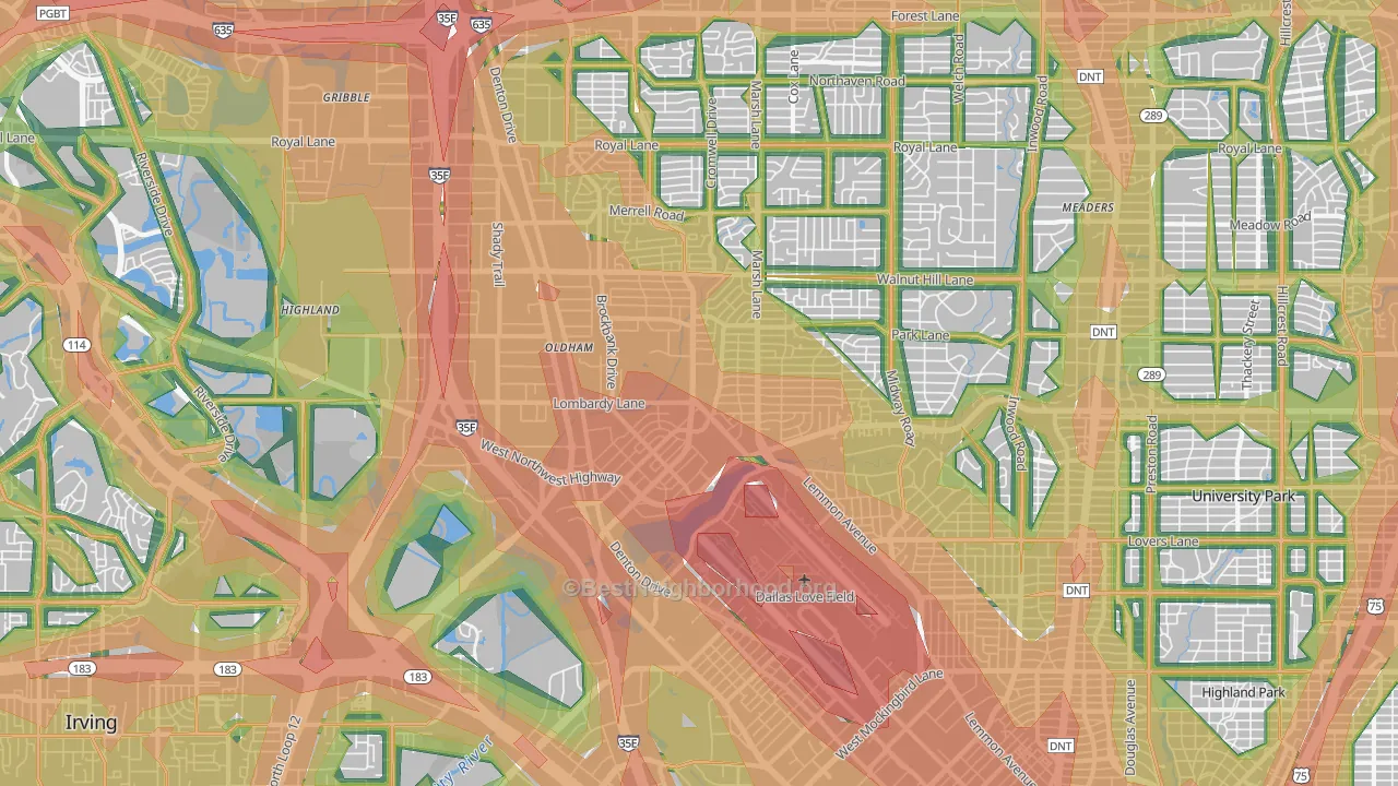 75220, TX Map of Noise Levels in 75220