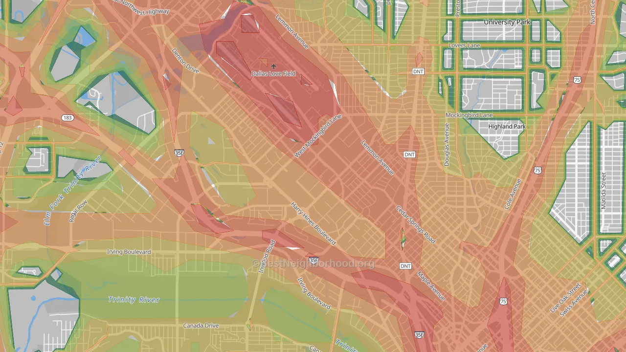75235, TX Map of Noise Levels in 75235