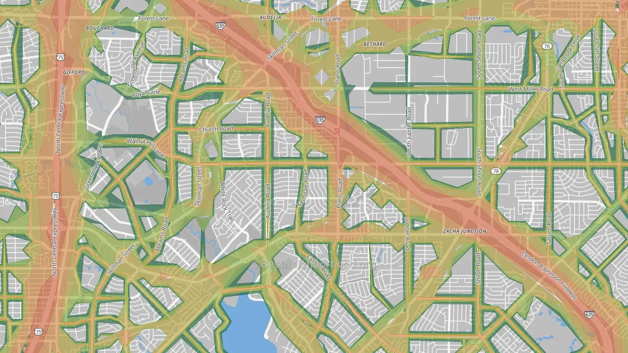 75238, TX Map of Noise Levels in 75238