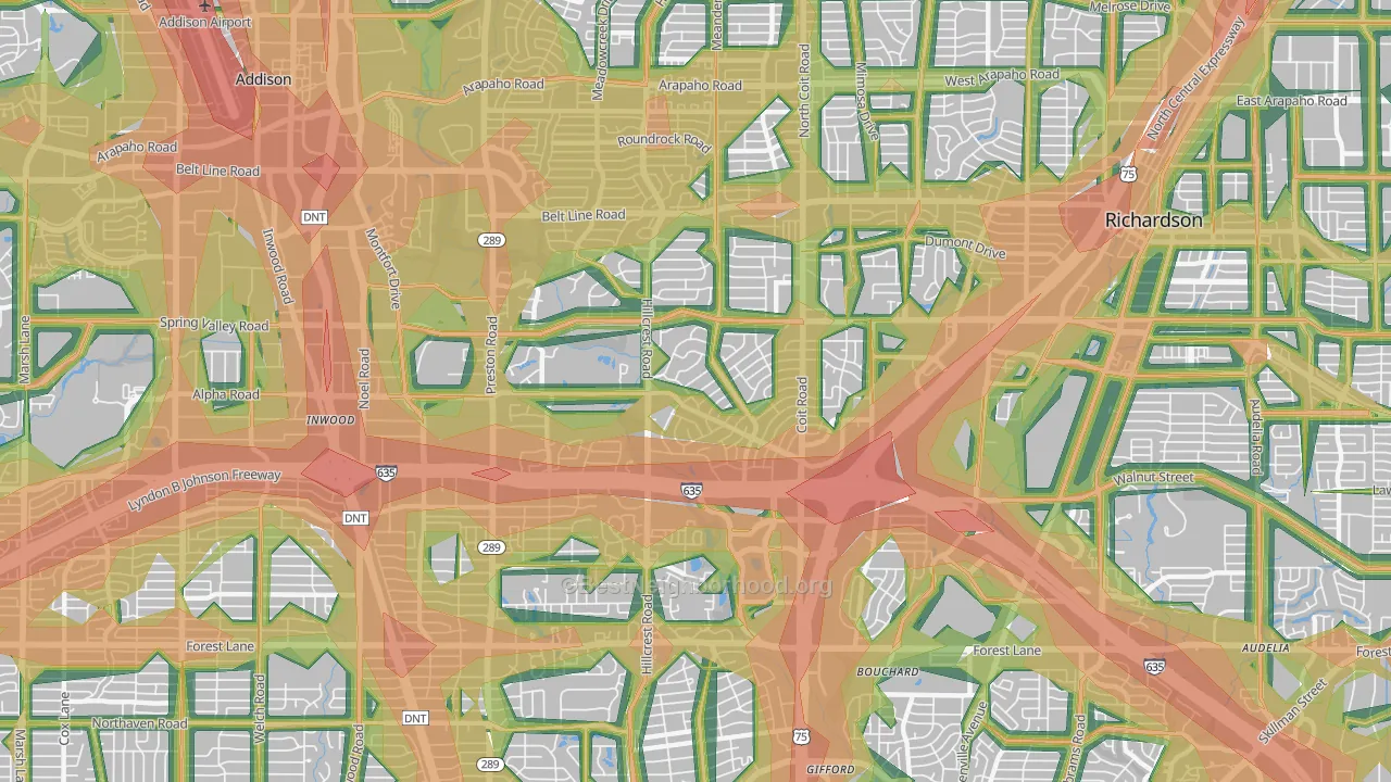 75240, TX Map of Noise Levels in 75240