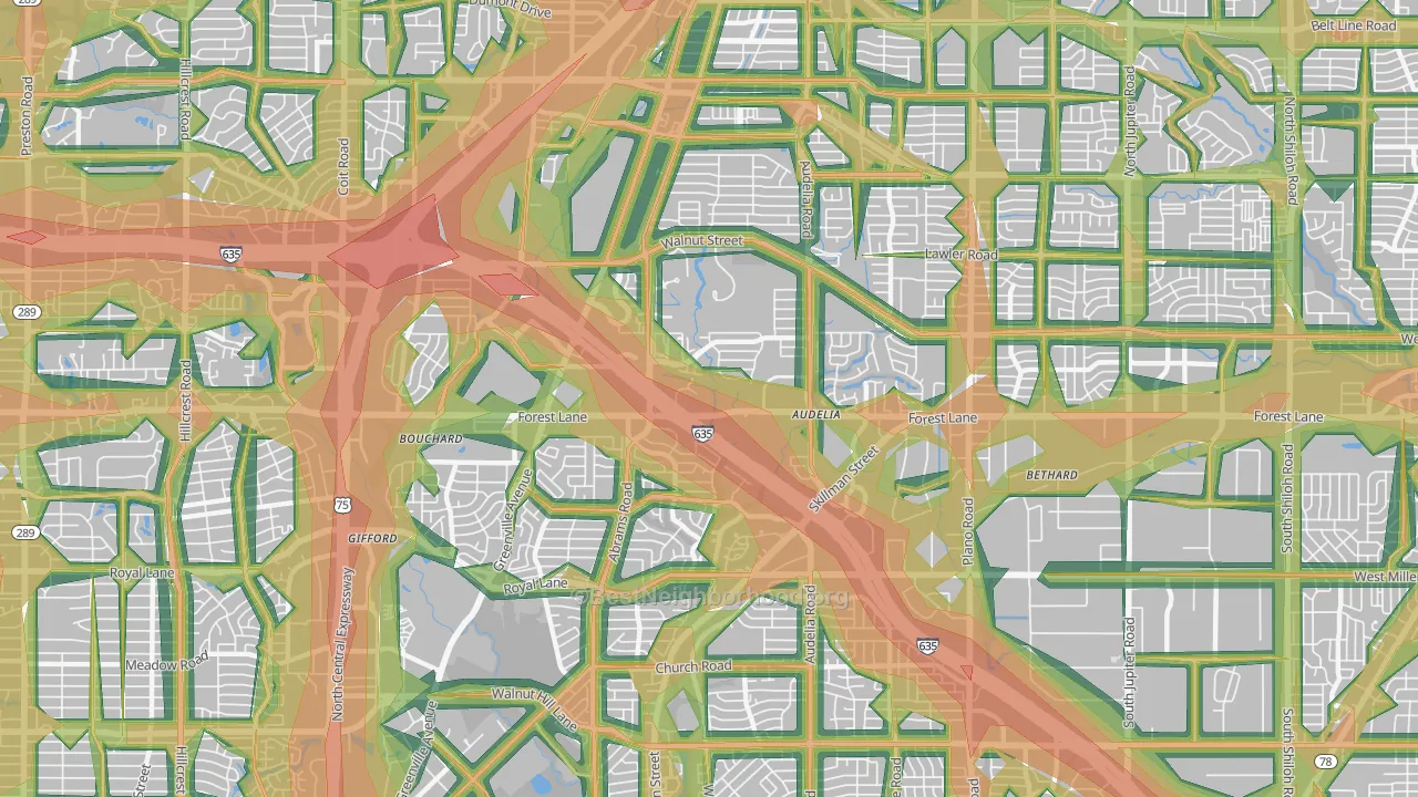 75243, TX Map of Noise Levels in 75243
