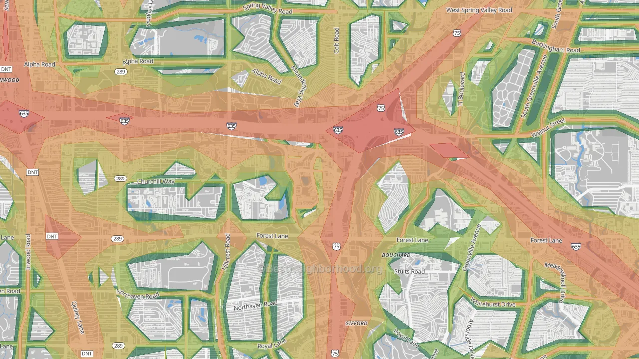 75251, TX Map of Noise Levels in 75251