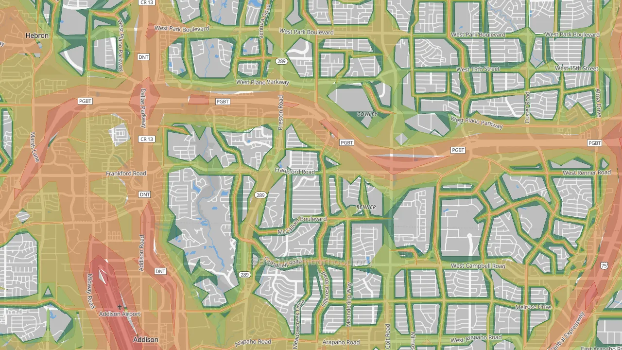 75252, TX Map of Noise Levels in 75252