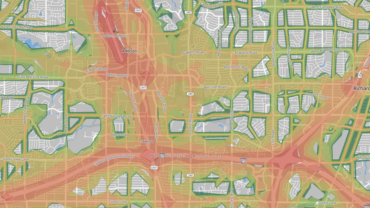 75254, TX Map of Noise Levels in 75254