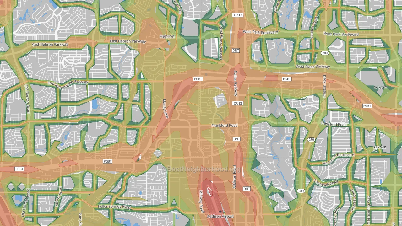 75287, TX Map of Noise Levels in 75287