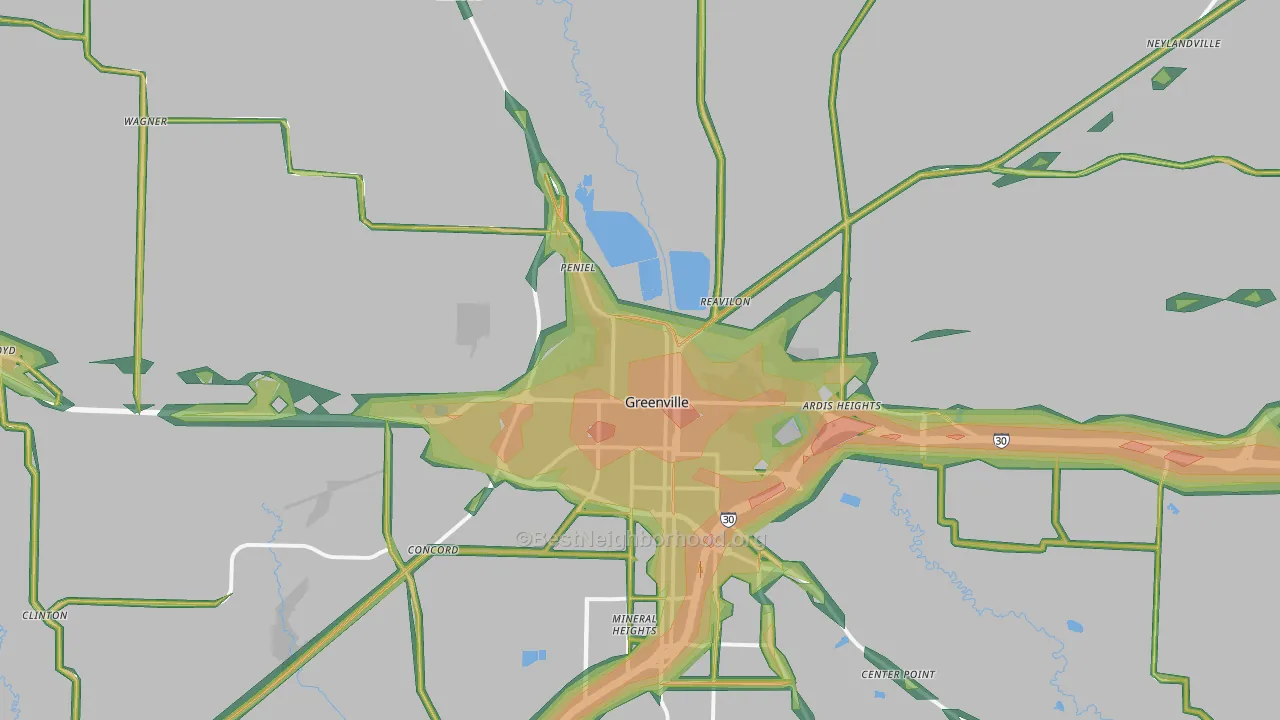75401, TX Map of Noise Levels in 75401
