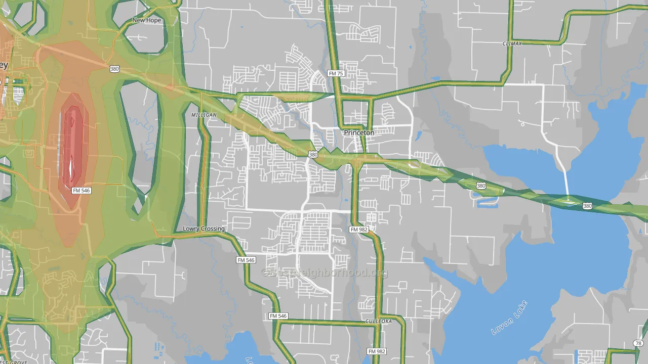 75407, TX Map of Noise Levels in 75407