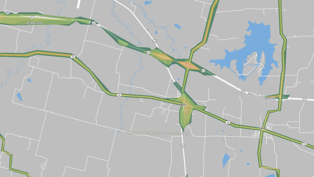 75414, TX Map of Noise Levels in 75414