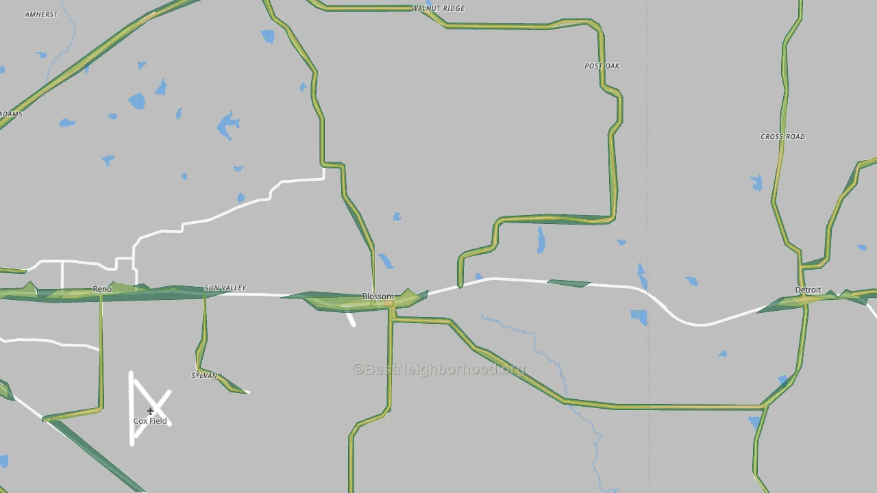 75416, TX Map of Noise Levels in 75416