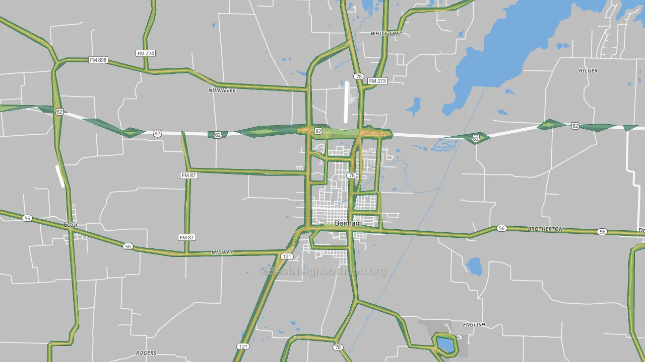 75418, TX Map of Noise Levels in 75418