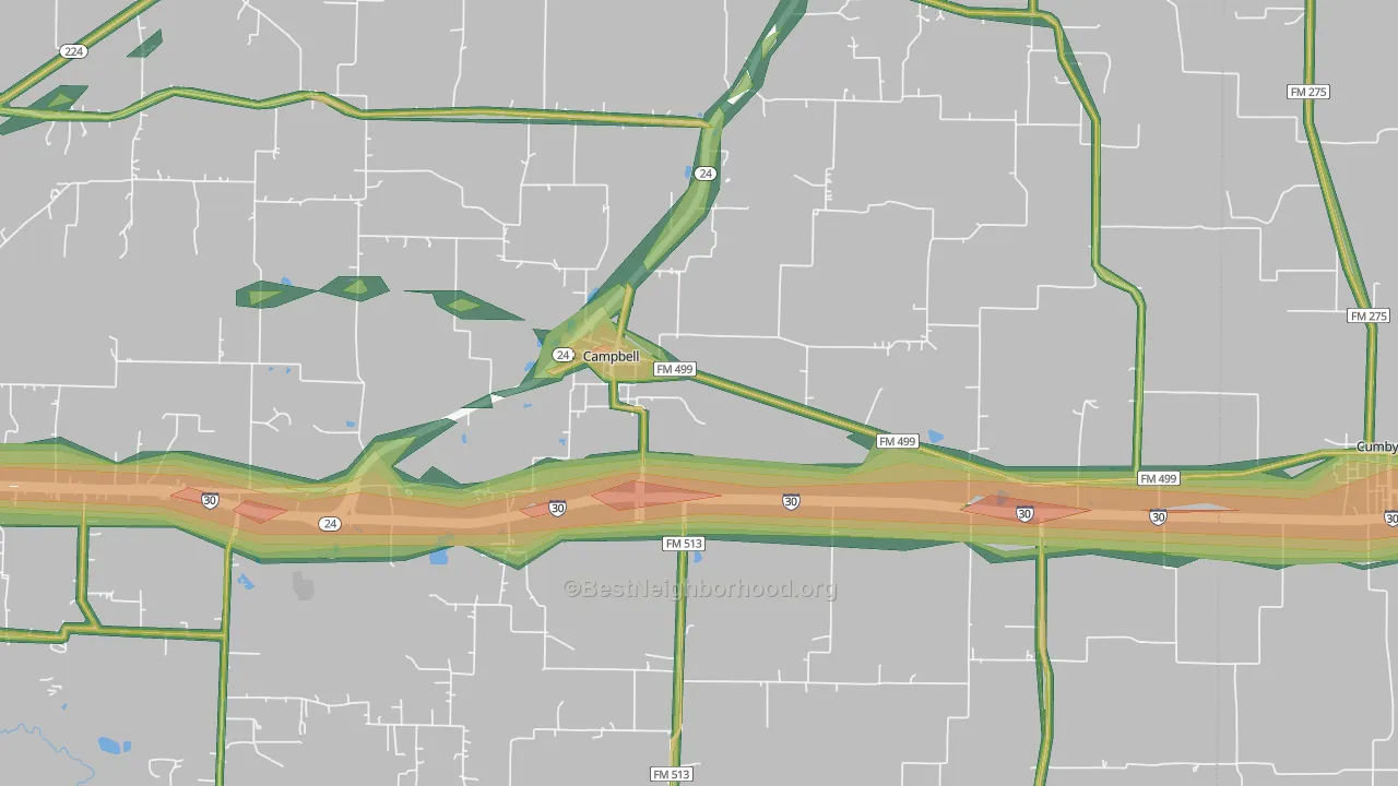 75422, TX Map of Noise Levels in 75422