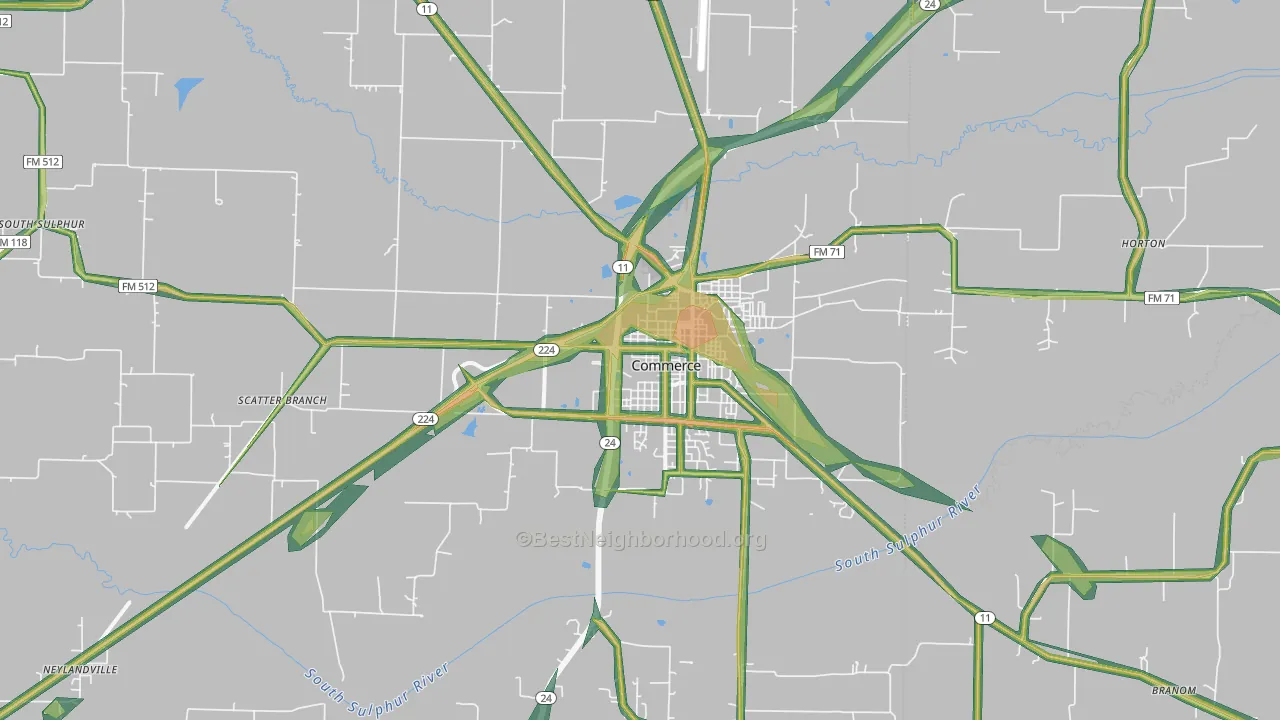 75428, TX Map of Noise Levels in 75428