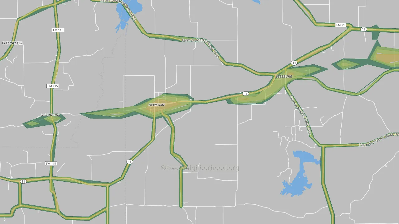 75451, TX Map of Noise Levels in 75451