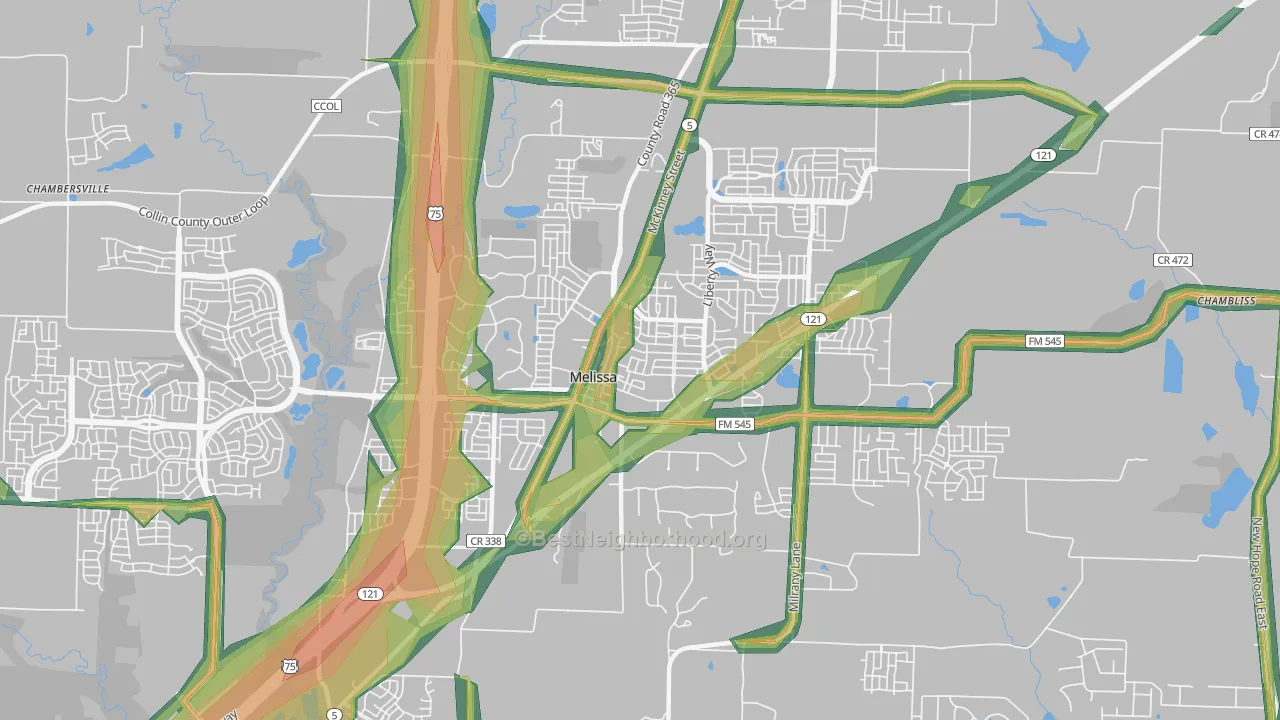 75454, TX Map of Noise Levels in 75454
