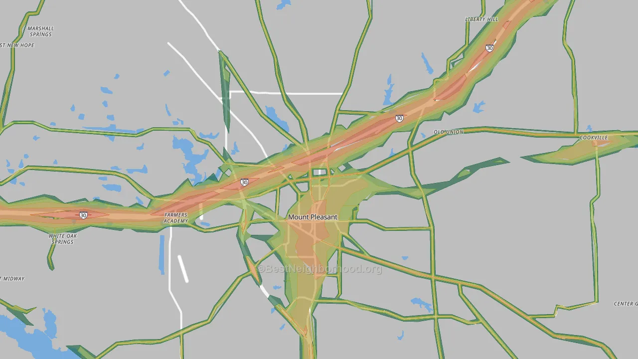 75455, TX Map of Noise Levels in 75455