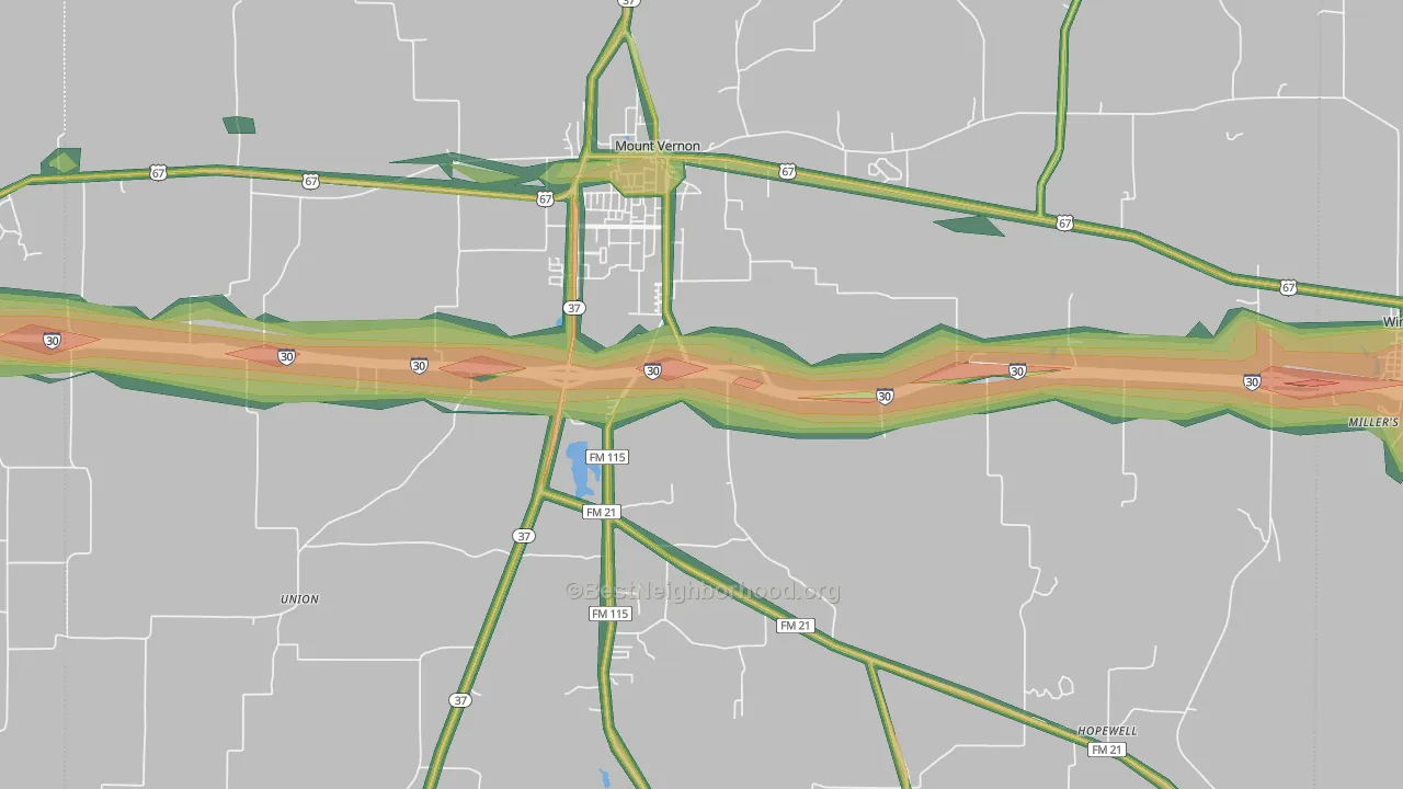 75457, TX Map of Noise Levels in 75457