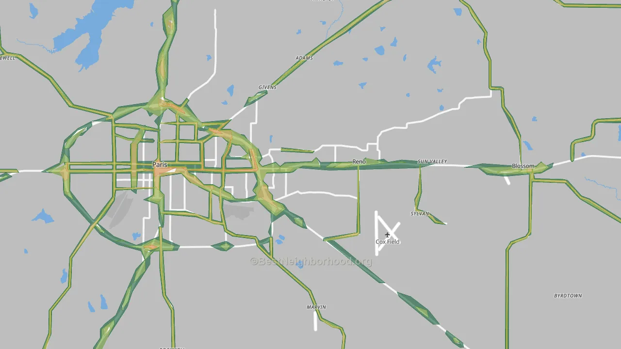 75462, TX Map of Noise Levels in 75462