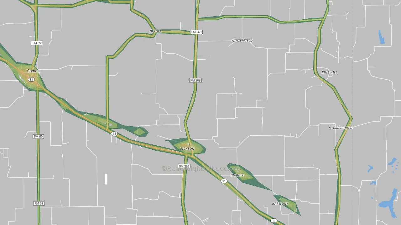 75471, TX Map of Noise Levels in 75471