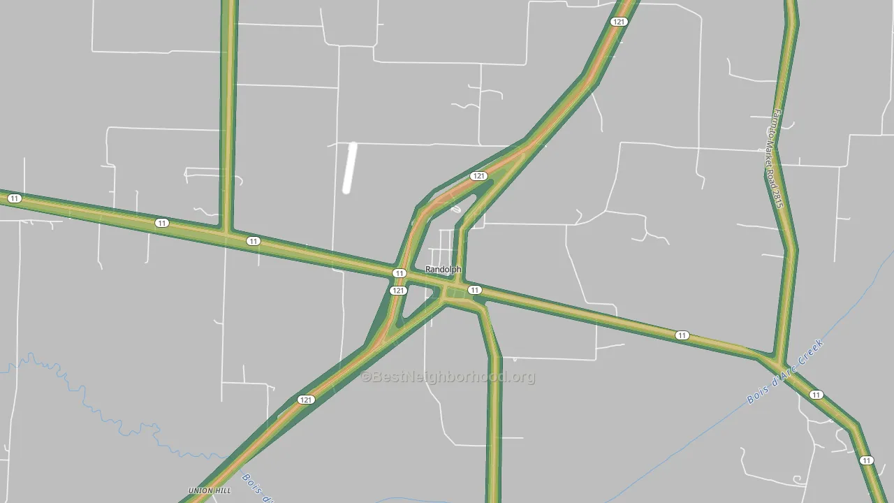 75475, TX Map of Noise Levels in 75475