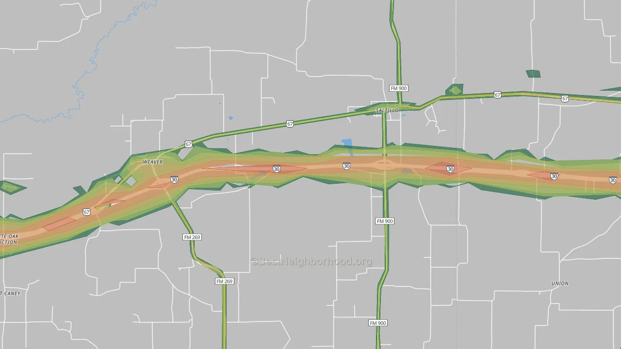 75478, TX Map of Noise Levels in 75478