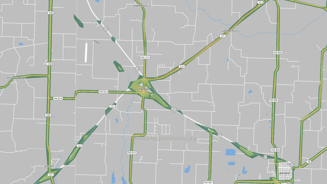 75490, TX Map of Noise Levels in 75490