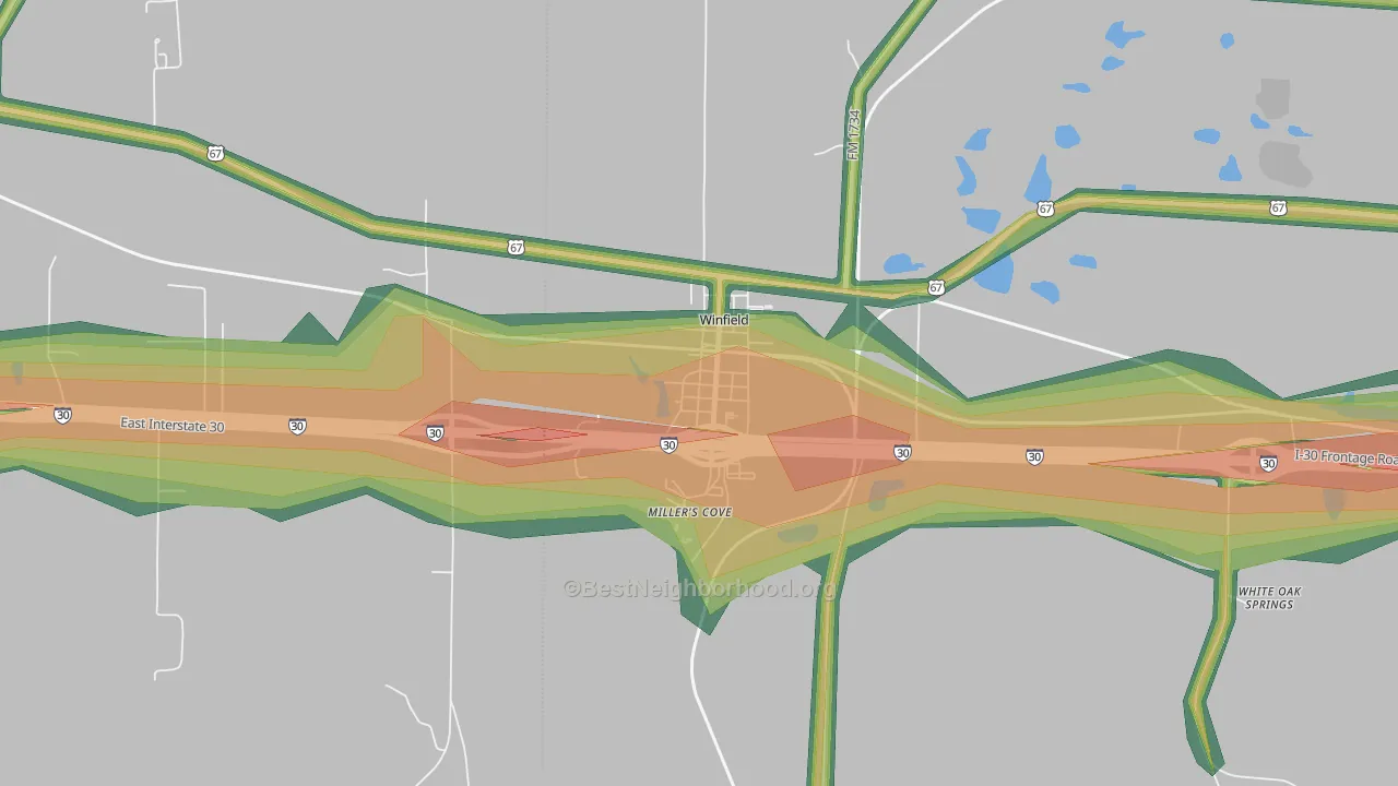 75493, TX Map of Noise Levels in 75493