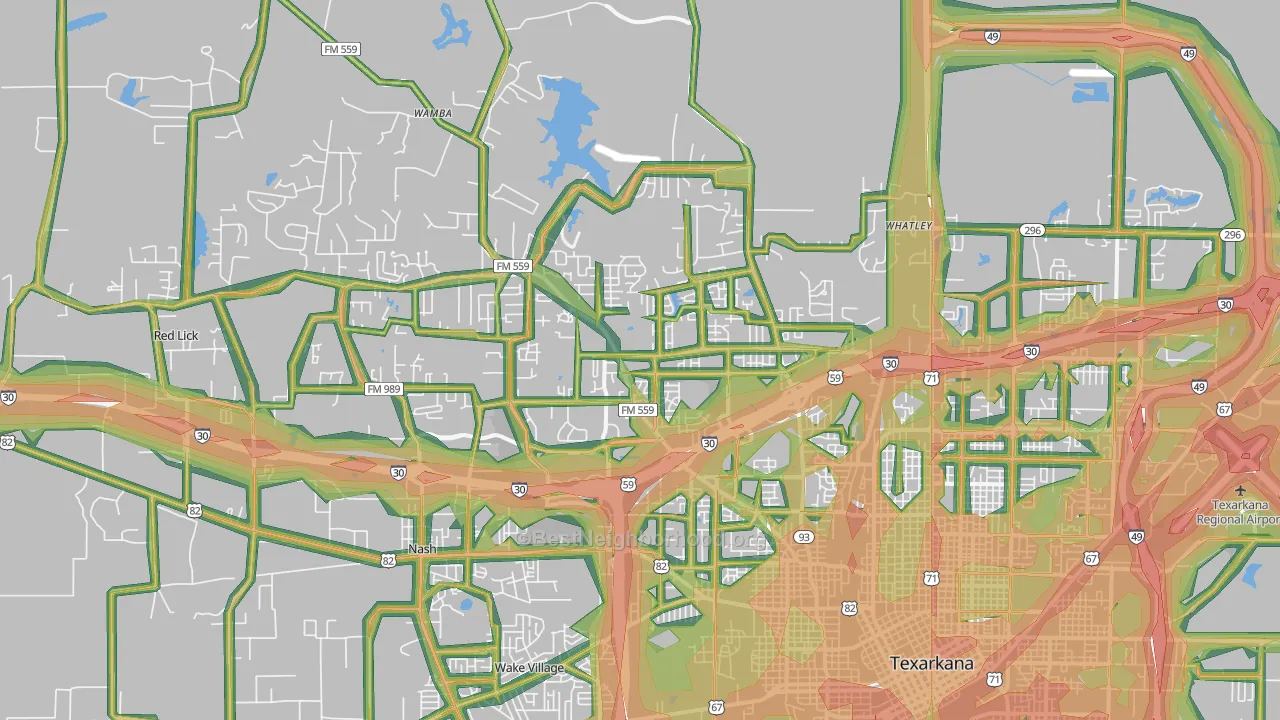 75503, TX Map of Noise Levels in 75503