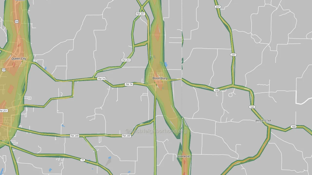 75556, TX Map of Noise Levels in 75556