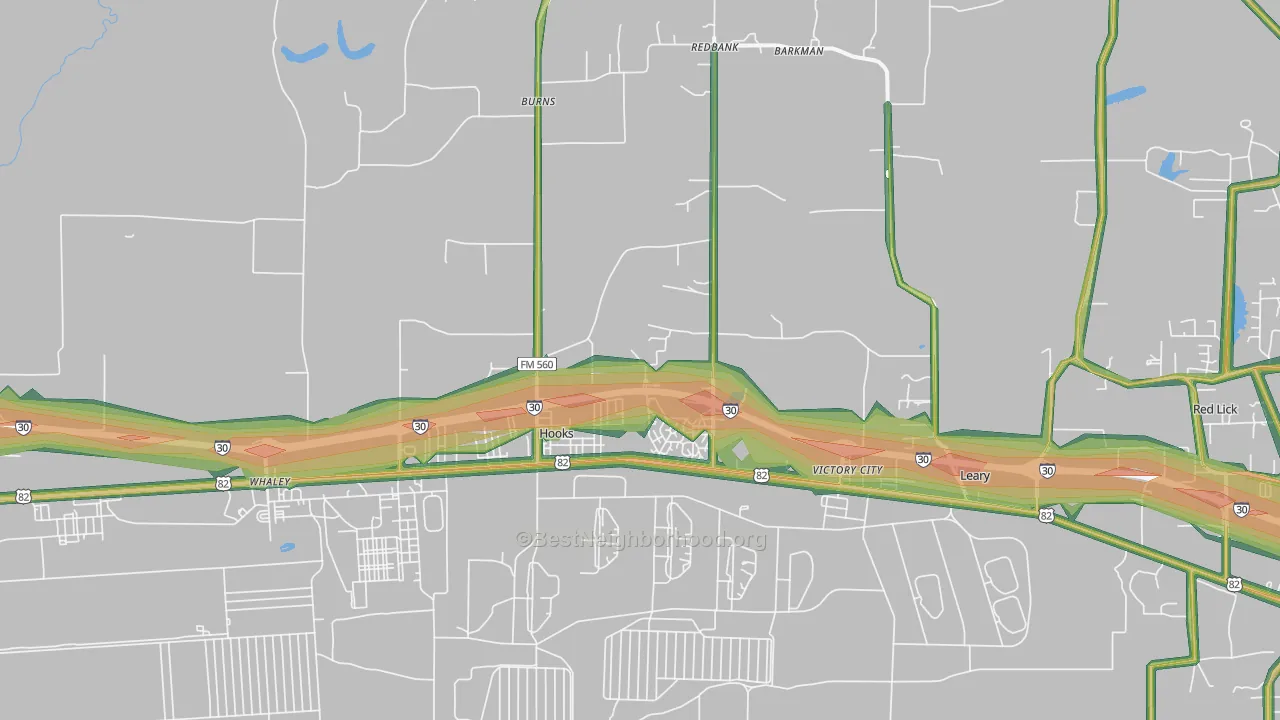 75561, TX Map of Noise Levels in 75561
