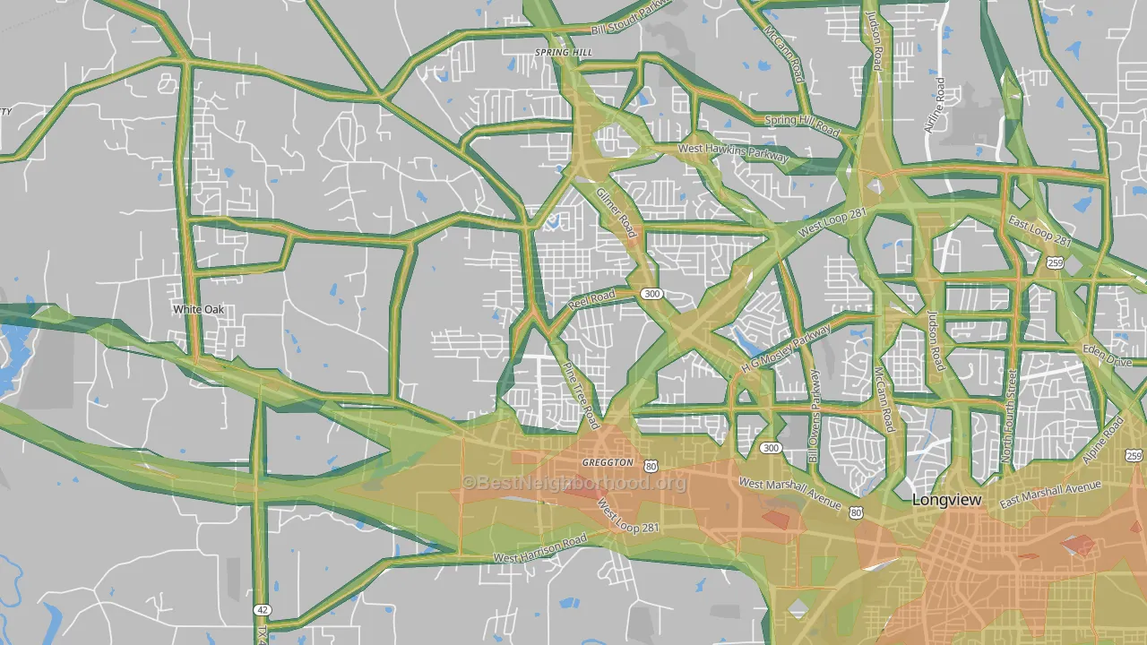 75604, TX Map of Noise Levels in 75604