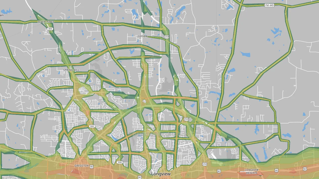 75605, TX Map of Noise Levels in 75605