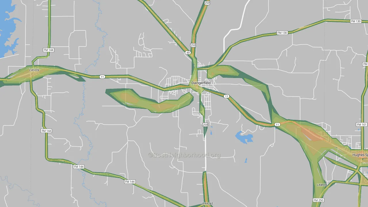 75638, TX Map of Noise Levels in 75638