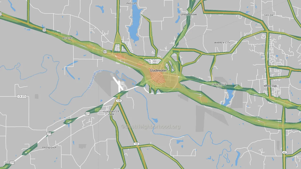 75647, TX Map of Noise Levels in 75647