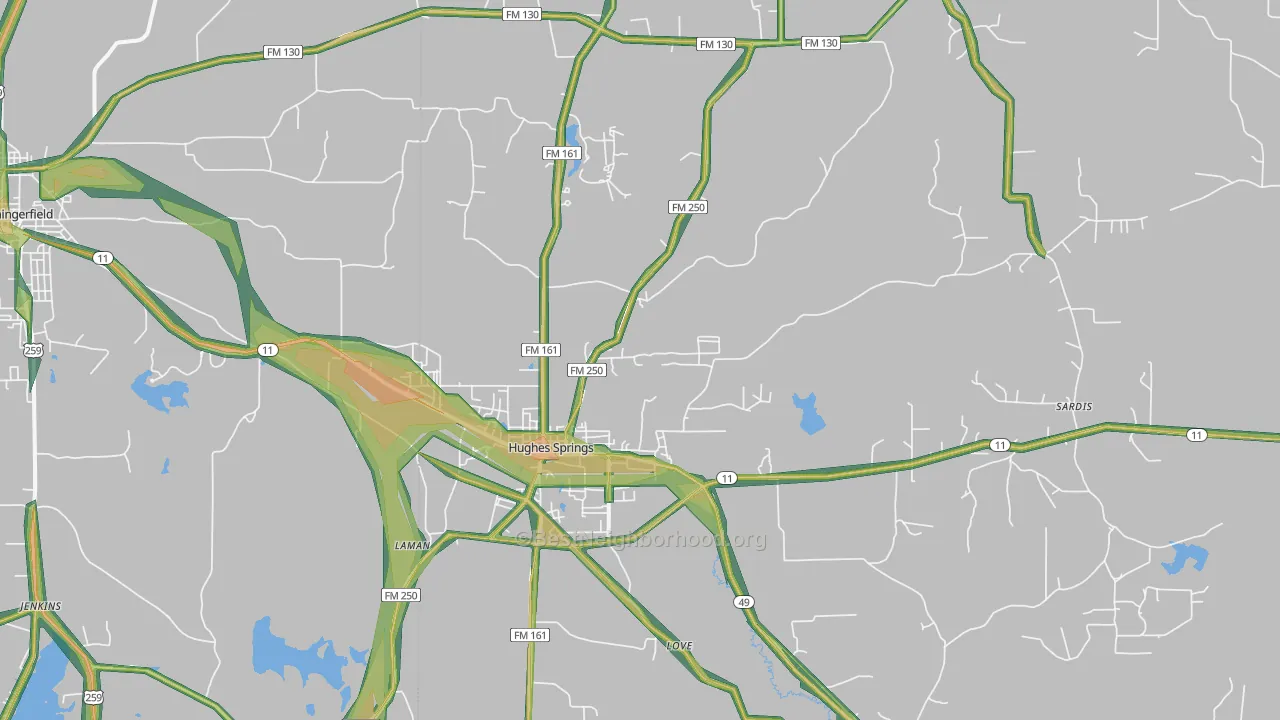 75656, TX Map of Noise Levels in 75656